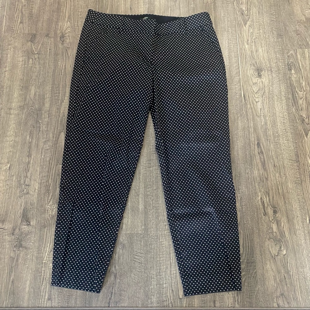 J.Crew women’s Stretch City Fit Pants polka dots Cotton Black with white size 8